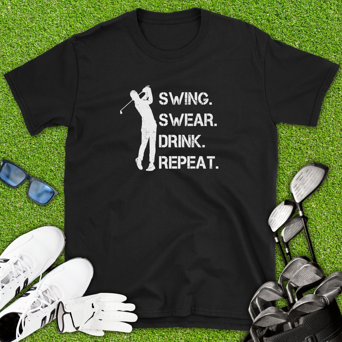 Swing. Swear. Drink. Repeat. T-Shirt