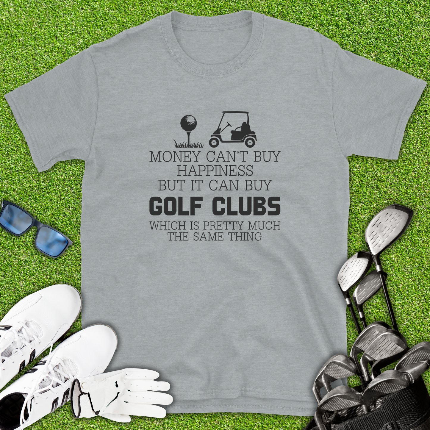 Money Can’t Buy Happiness Golf T-Shirt